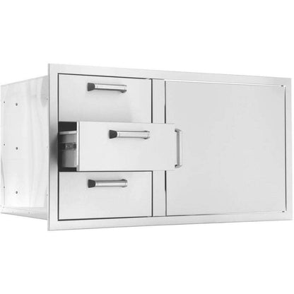 Signature 260 Series 39 In. Stainless Steel Reversible Access Door & Triple Drawer Combo for BBQ Outdoor Kitchen Storage