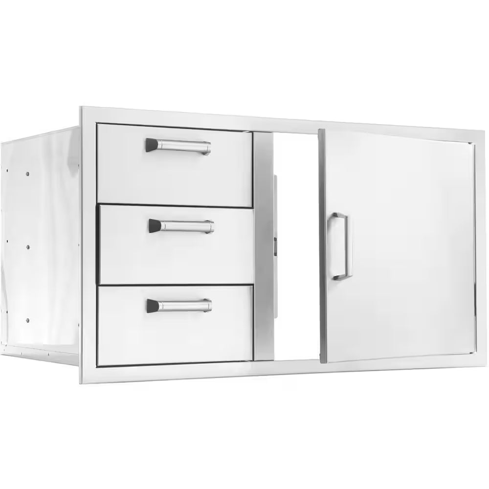 Signature 260 Series 39 In. Stainless Steel Reversible Access Door & Triple Drawer Combo for BBQ Outdoor Kitchen Storage