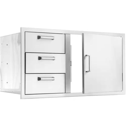 Signature 260 Series 39 In. Stainless Steel Reversible Access Door & Triple Drawer Combo for BBQ Outdoor Kitchen Storage
