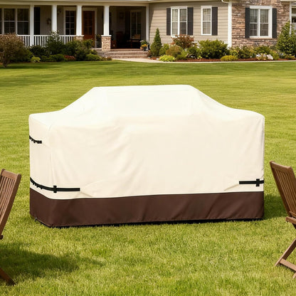 98 Inch Island Grill Cover - 600D Heavy Duty Waterproof All Weather Protection Extra Large Grill Cover,Beige & Brown