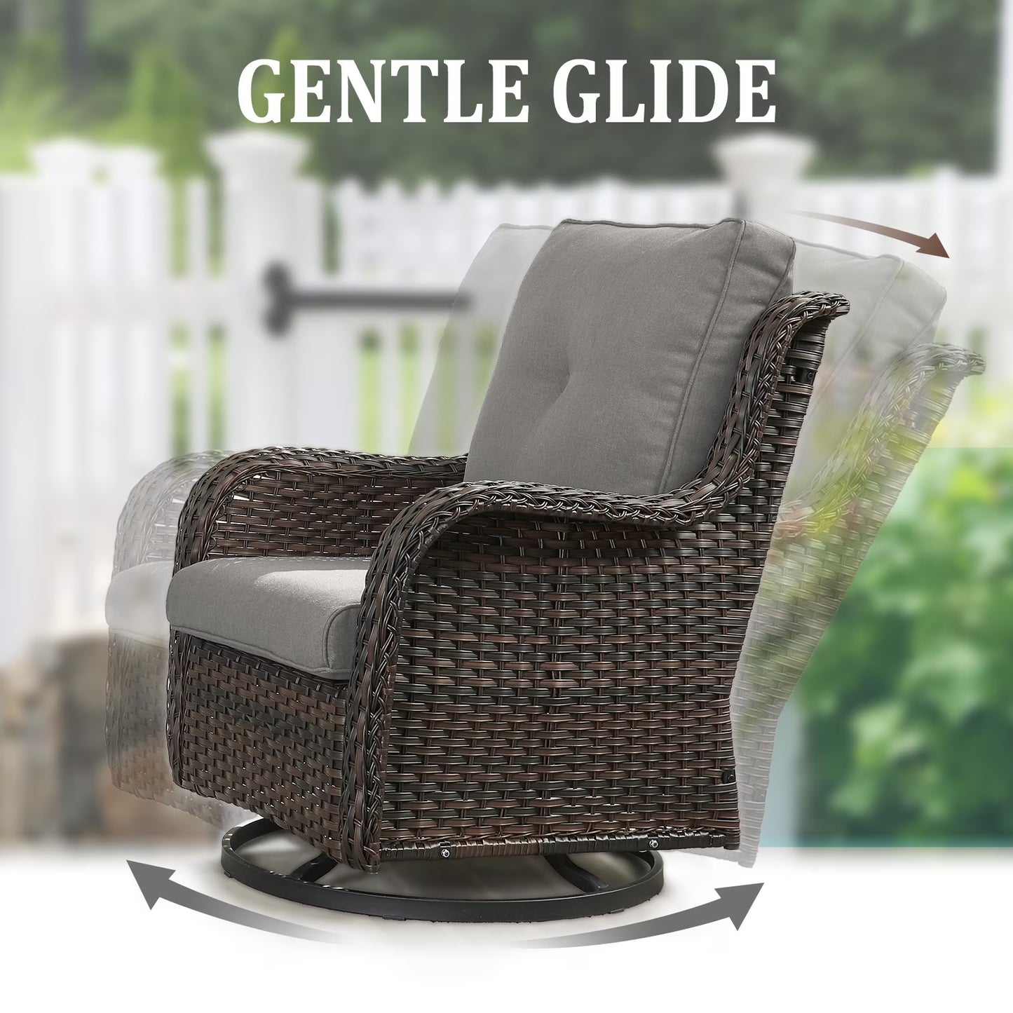 8 Pieces Patio Furniture Sets with Swivel Rocking Chairs,High-Back Rattan Patio Outdoor Conversation Set with 2-Seat Sofa & Coffee Table for Porch Deck Backyard Poolside