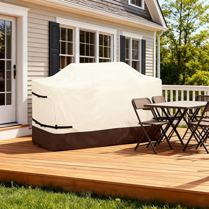 86 Inch Island Grill Cover - 600D Heavy Duty Waterproof All Weather Protection Outdoor Cover,Beige & Brown