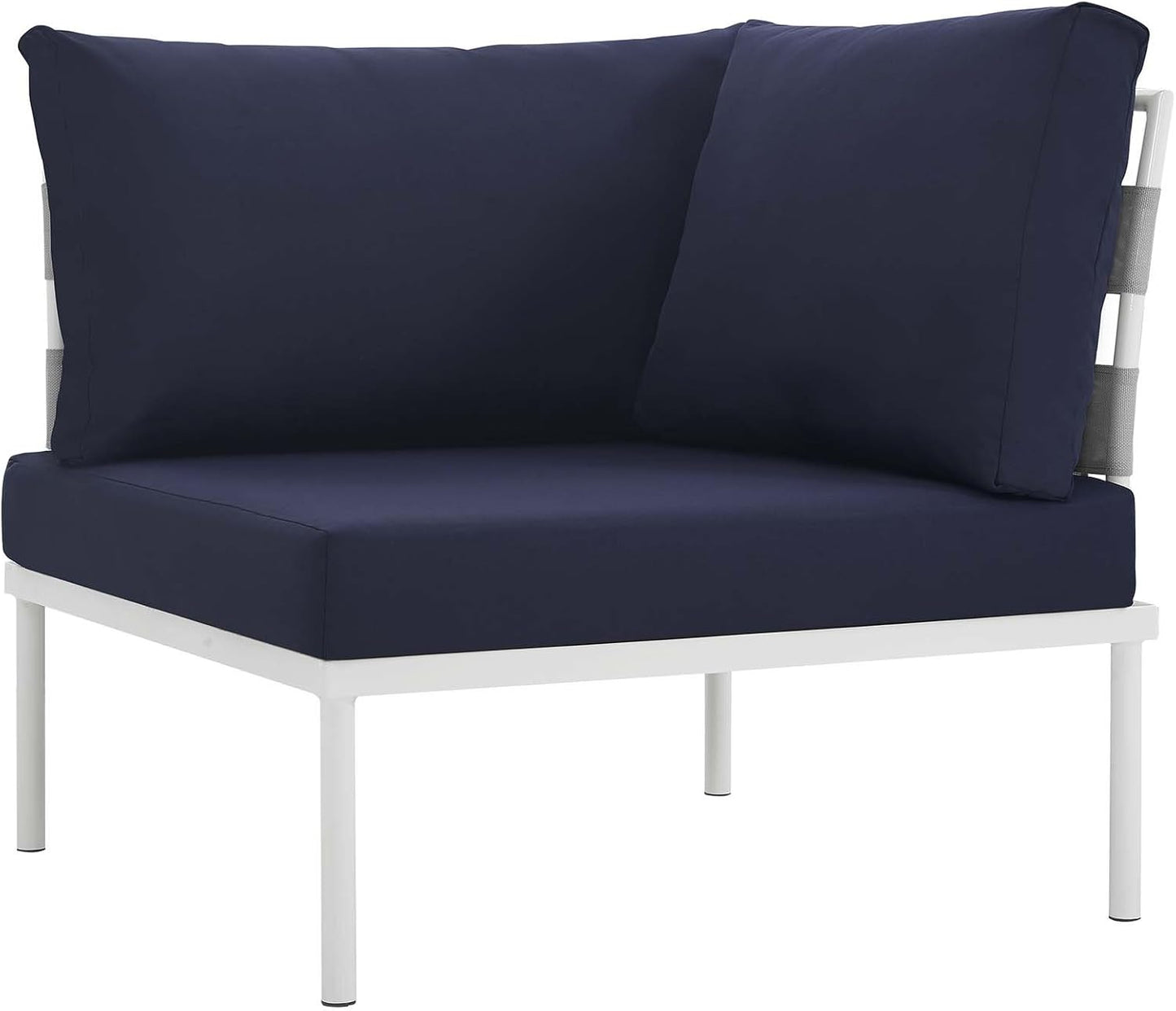 Harmony Aluminum Outdoor Patio Furniture 6-Piece Sectional Sofa Set in White Navy
