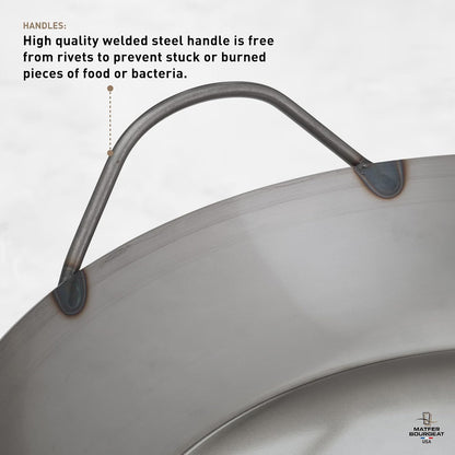 Bourgeat Black Carbon Steel Paella Pan, 17 1/2"