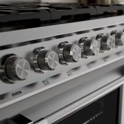 36 In. Slide-In Gas Range, 5.2 Cu. Ft. Convection Oven, 6 Sealed Burners, Convertible to Propane in Stainless Steel