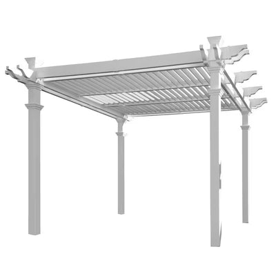 10 Ft. x 10 Ft. White Vinyl Louvered Pergola