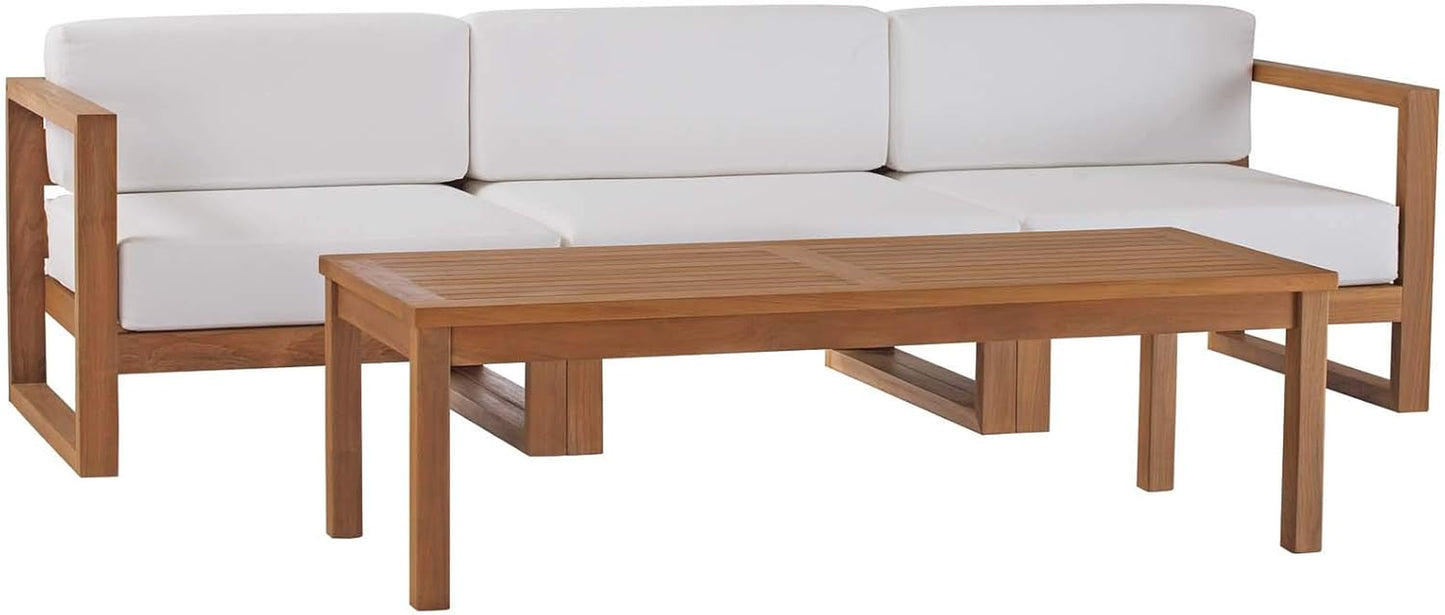 EEI-4257-NAT-WHI-SET Upland Patio Teak Wood 4-Piece Furniture Set, Natural White