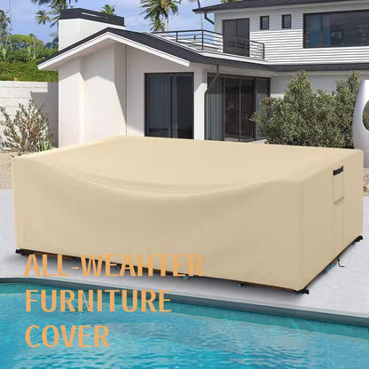 Patio Large Beige Furniture Cover 98 In. L X 78 In. W X 32 In. H, All-Weather Outdoor Furniture Set Cover