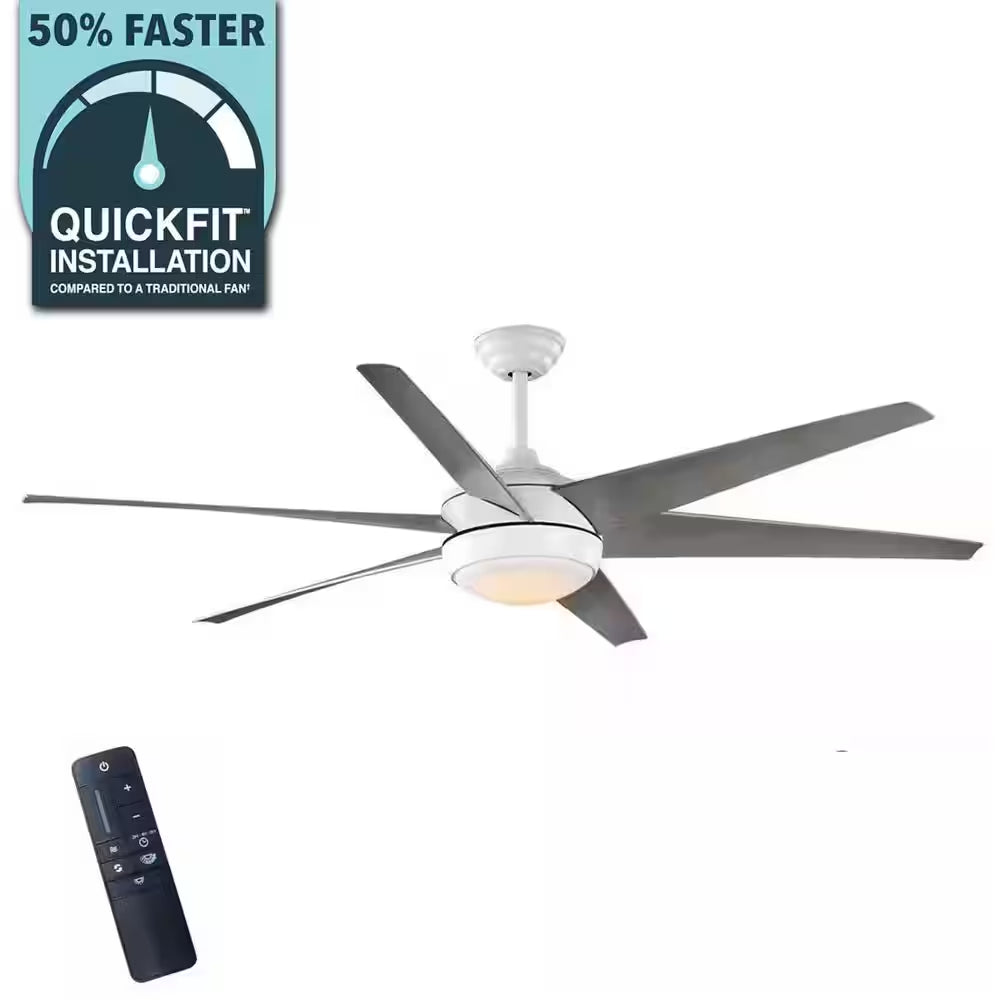 Windward 68 In. White Color Changing Integrated LED Matte White Ceiling Fan with Light Kit, DC Motor and Remote