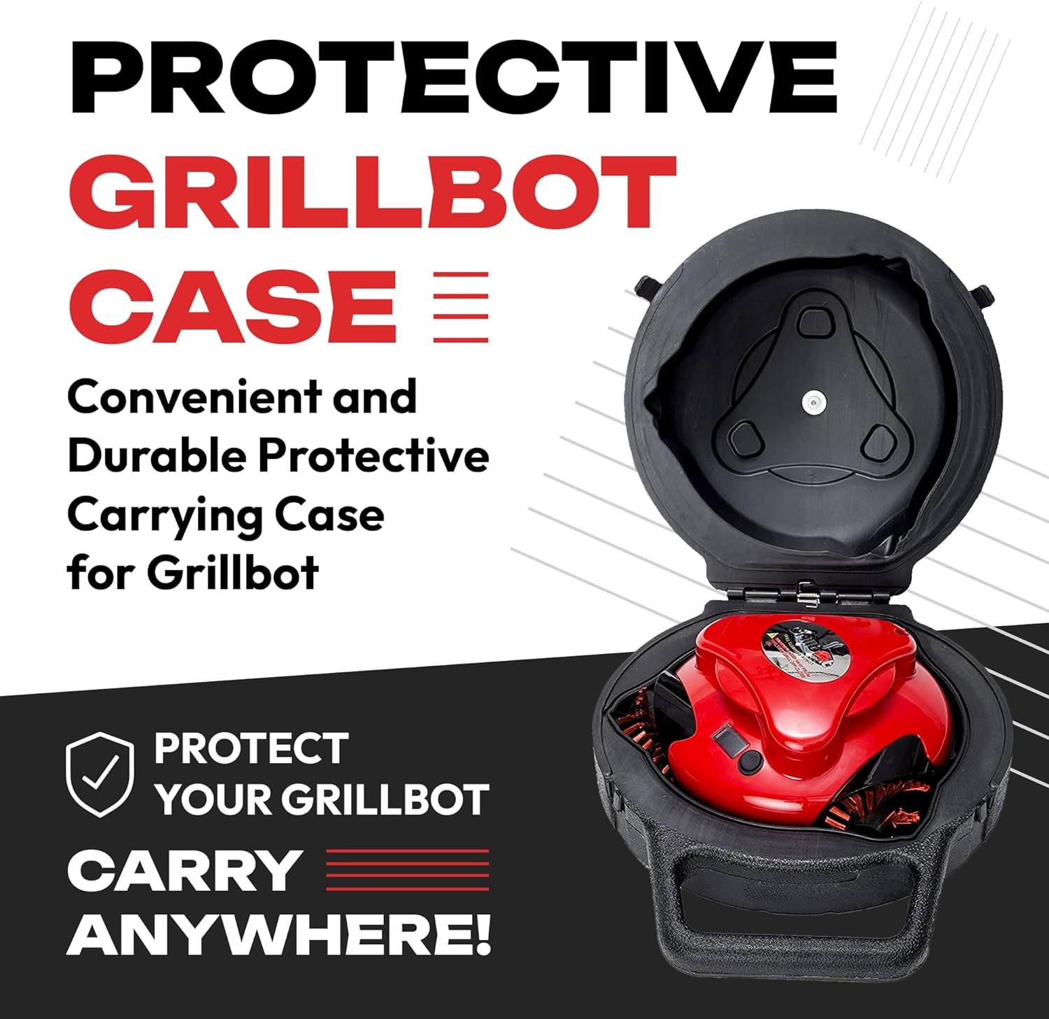 Automatic Grill Cleaning Robot with Nylon Brushes, Electric BBQ Cleaner Brush with Motorized Power, Cordless Rechargeable Grill Scrubber for Outdoor Grills (Black and Case)