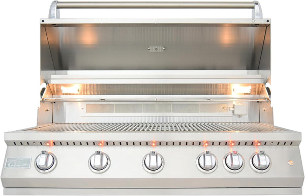 Professional Built-In Burner Gas Grill with Infrared Back Burner | Stainless Steel Gas Grill for Outdoor Kitchen, Backyard Barbecue Cooking, Patio | 40 Inch