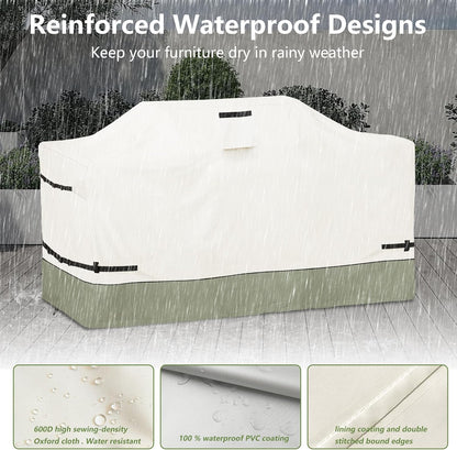 87 Inch Island Grill Cover - 600D Heavy Duty Waterproof All Weather Protection Outdoor Cover,Beige& Green