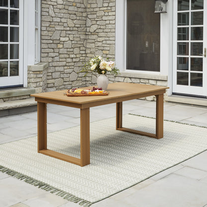 Ezra 6-Piece Outdoor HDPE Dining Set with Bench, Teak