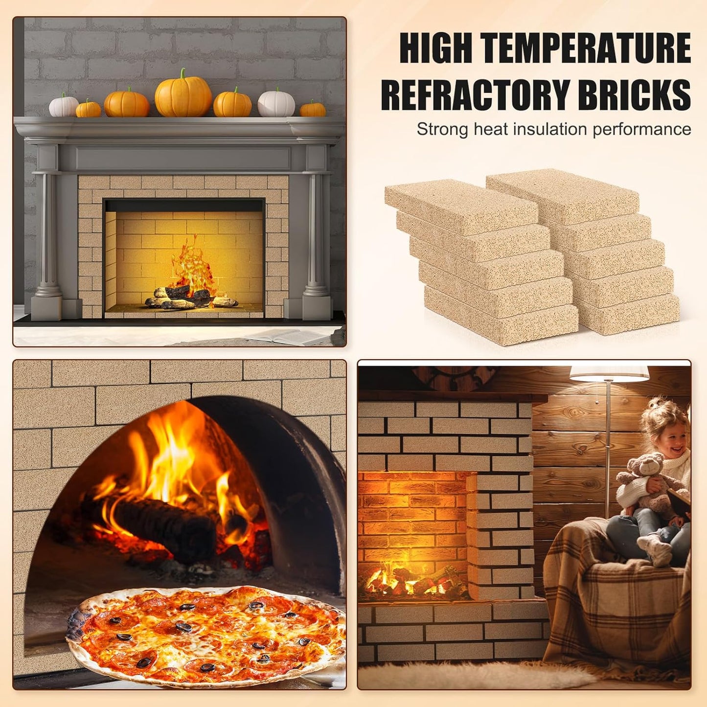 30 Pcs Insulating Fire Brick 3200F Rated Wood Stove Fire Bricks for Fireplaces Blacksmith Forges Heat Oven Kilns Insulation Block for Metal Clay Firing, Jewelry Soldering (9 X 4.5 X 0.75 Inch)