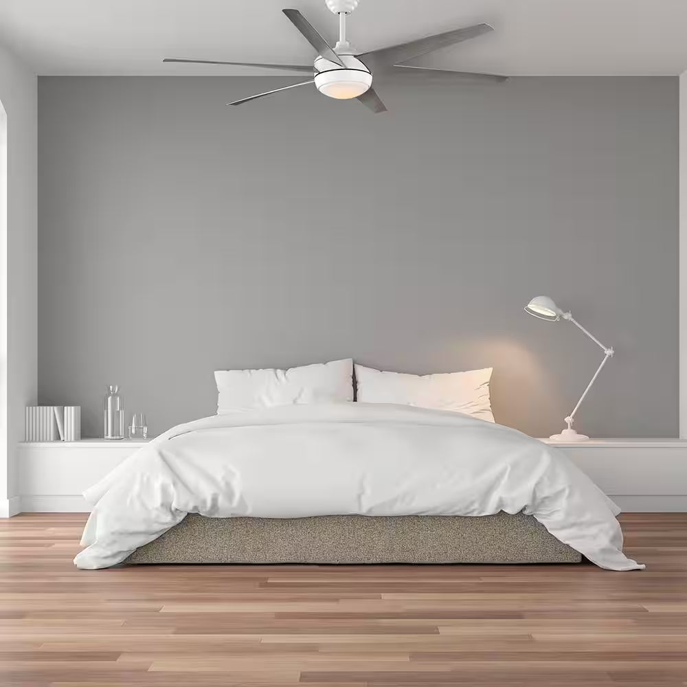Windward 68 In. White Color Changing Integrated LED Matte White Ceiling Fan with Light Kit, DC Motor and Remote