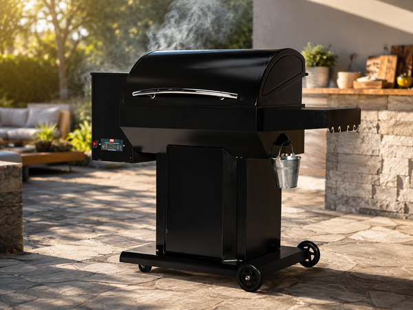 Wood Pellet Grill and Smoker with Searing Grate, Black