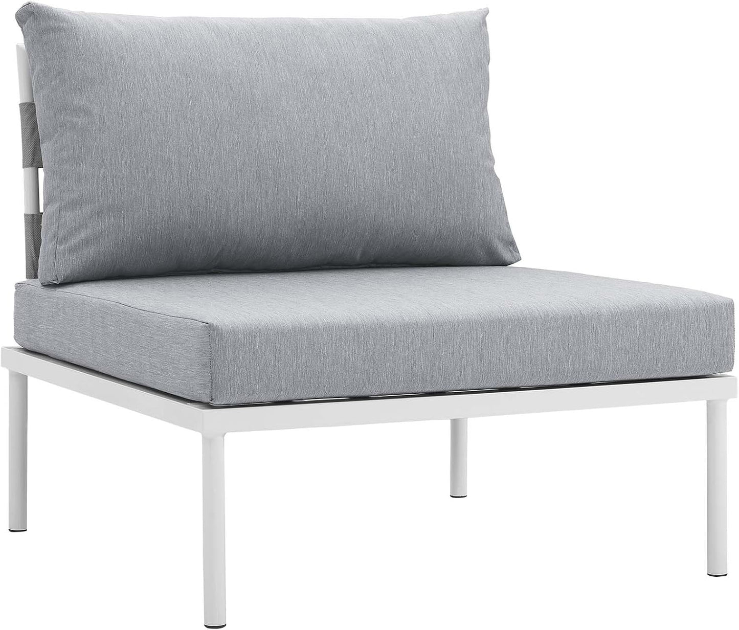 Harmony Aluminum Outdoor Patio Furniture 6-Piece Sectional Sofa Set in White Gray