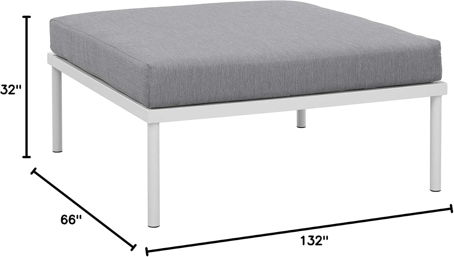 Harmony Aluminum Outdoor Patio Furniture 6-Piece Sectional Sofa Set in White Gray