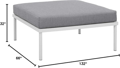 Harmony Aluminum Outdoor Patio Furniture 6-Piece Sectional Sofa Set in White Gray