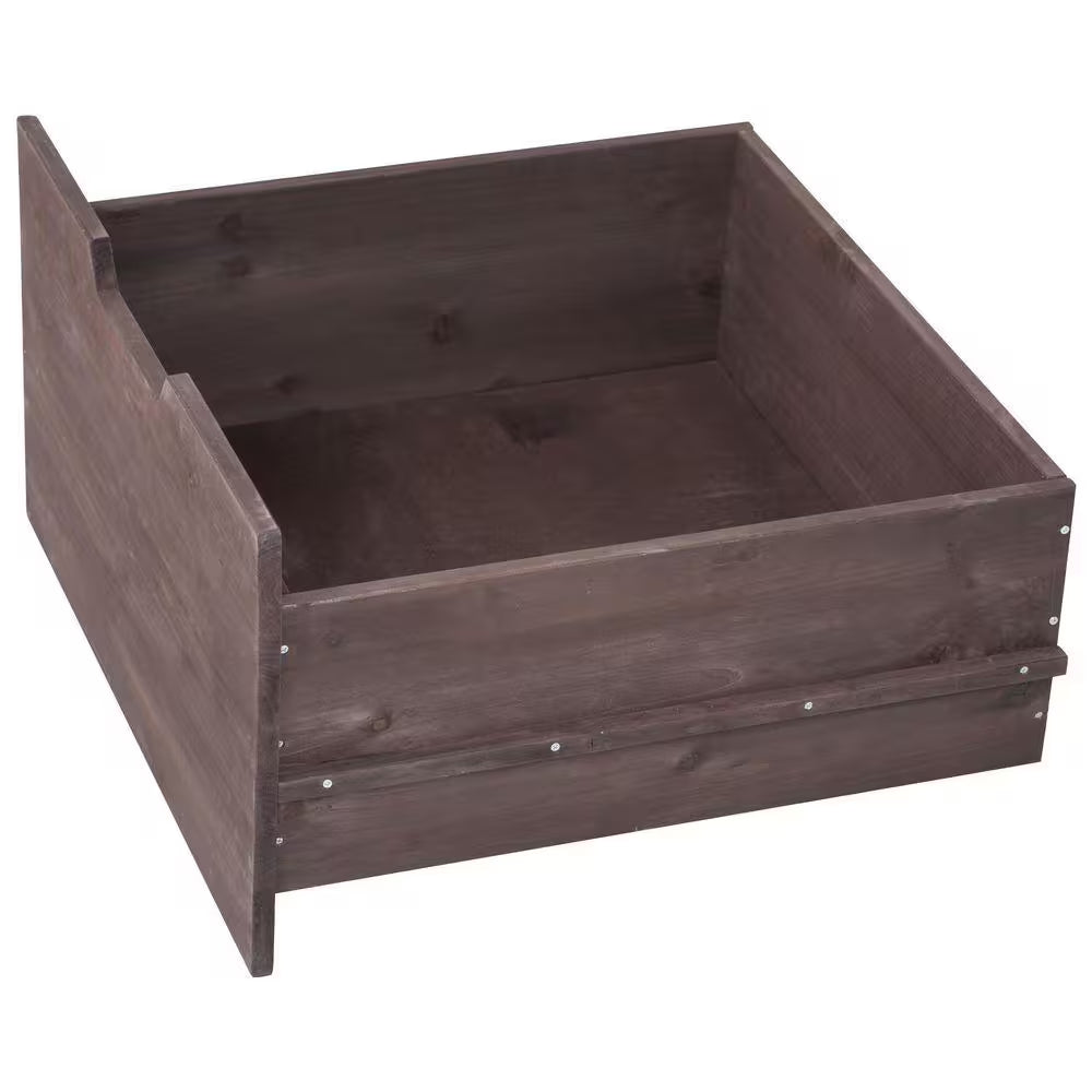 66.5 In. Dark Brown Wood Outdoor Grill Cart with Stainless Steel Top and Drawer
