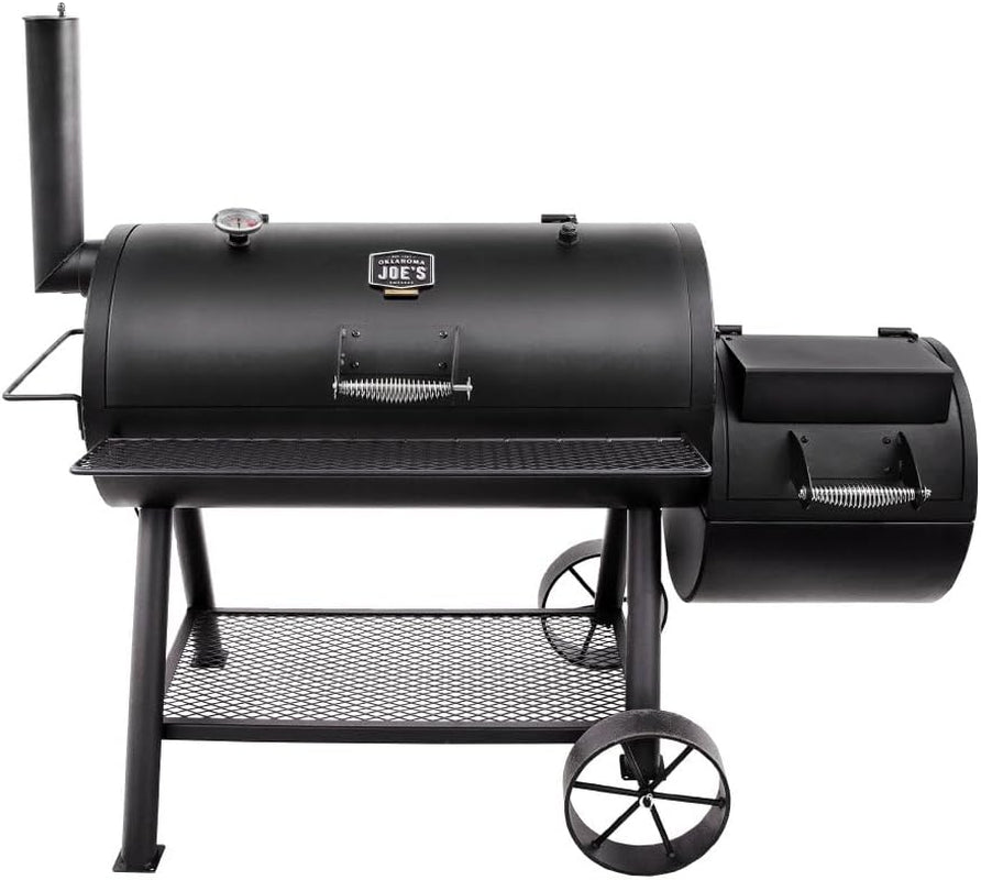Longhorn Offset Charcoal Smoker and Grill with 1060 Sq. In. Cooking Area in Black