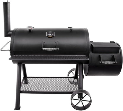 Longhorn Offset Charcoal Smoker and Grill with 1060 Sq. In. Cooking Area in Black