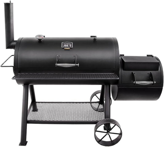 Longhorn Offset Charcoal Smoker and Grill with 1060 Sq. In. Cooking Area in Black