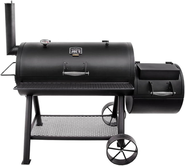 Longhorn Offset Charcoal Smoker and Grill with 1060 Sq. In. Cooking Area in Black