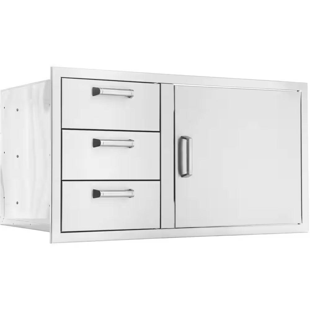 Signature 260 Series 39 In. Stainless Steel Reversible Access Door & Triple Drawer Combo for BBQ Outdoor Kitchen Storage