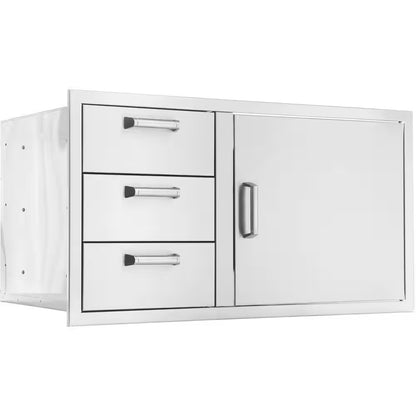Signature 260 Series 39 In. Stainless Steel Reversible Access Door & Triple Drawer Combo for BBQ Outdoor Kitchen Storage