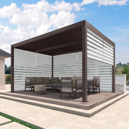 Bronze Louvered Pergola with Adjustable Roof for Deck Backyard Garden Hardtop Gazebo