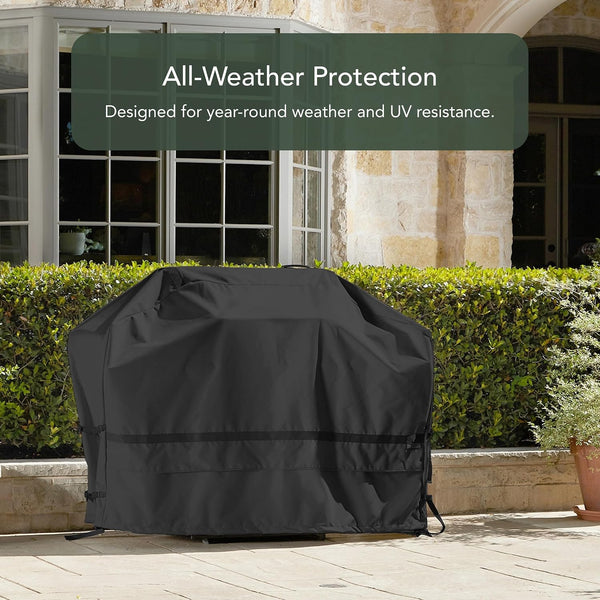 Prestige Grill Cover – Heavy Duty All-Weather Water-Resistant Outdoor BBQ Cover with 900D Solution-Dyed Polyester, Adjustable Buckle Straps, Reinforced Handles, Mesh Vents, 45 Inch, Black