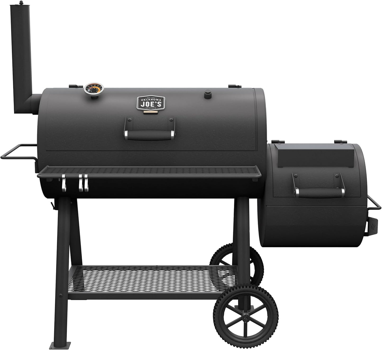 Highland Offset Charcoal Smoker and Grill with 900 Sq. In. Cooking Area in Black
