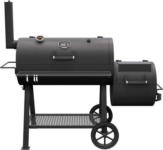 Highland Offset Charcoal Smoker and Grill with 900 Sq. In. Cooking Area in Black