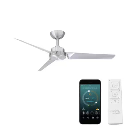 Roboto 52 In. Smart Indoor/Outdoor Brushed Aluminum 3-Blade Standard Ceiling Fan plus Remote