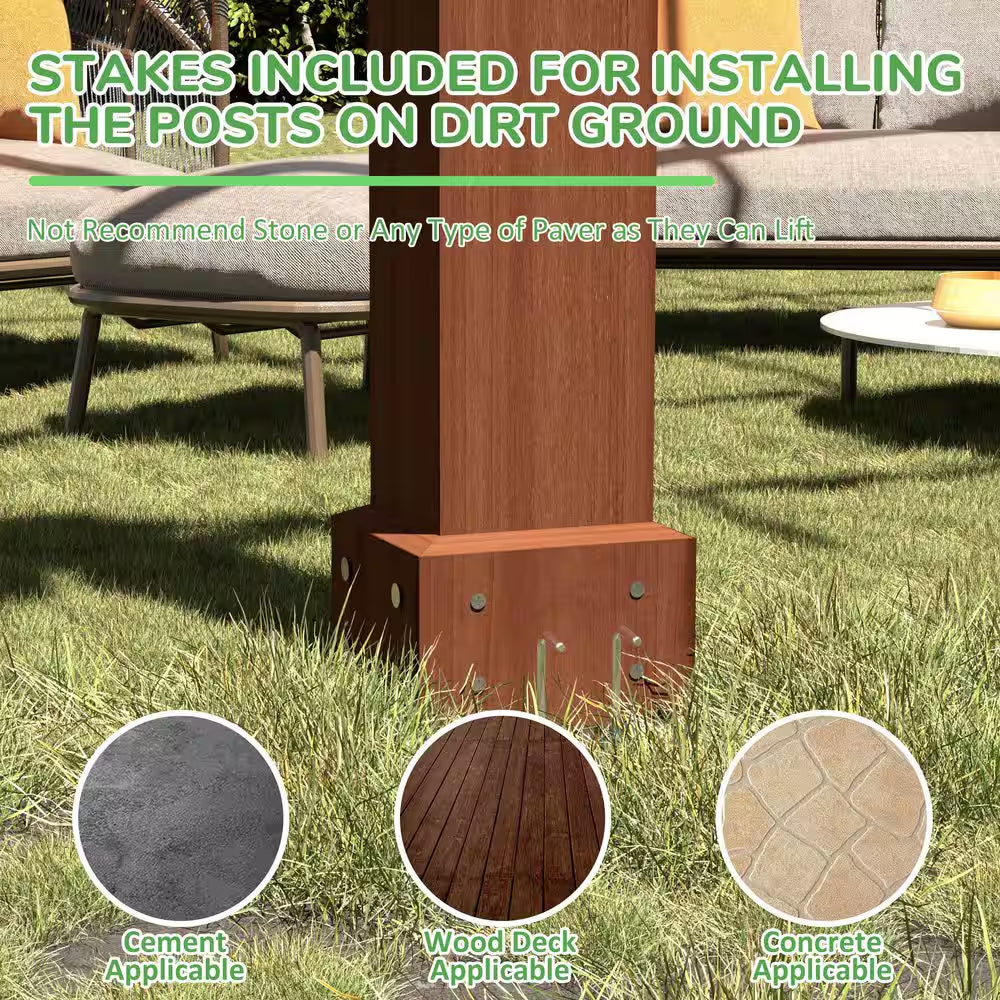 10 Ft. W X 10 Ft. D Cedar Wood Patio Pergola Shade Structure for Outdoor, Brown