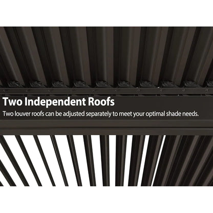 Bronze Louvered Pergola with Adjustable Roof for Deck Backyard Garden Hardtop Gazebo