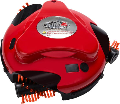 Automatic Grill Cleaning Robot with Nylon Brushes, Electric BBQ Cleaner Brush with Motorized Power, Cordless Rechargeable Grill Scrubber for Outdoor Grills (Red)
