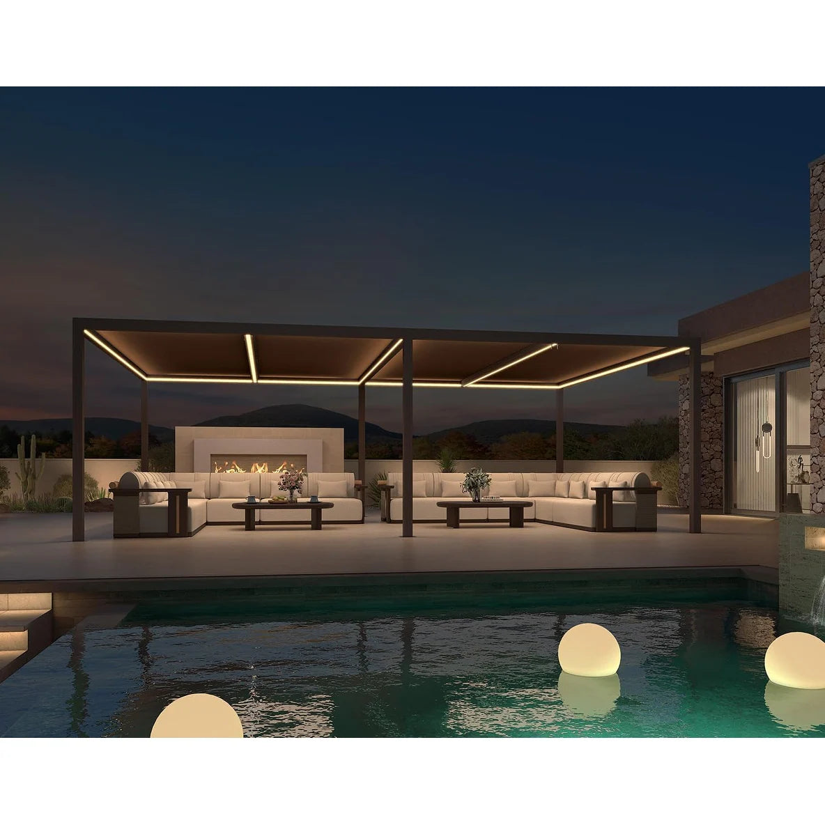 Bronze Louvered Pergola with Adjustable Roof for Deck Backyard Garden Hardtop Gazebo