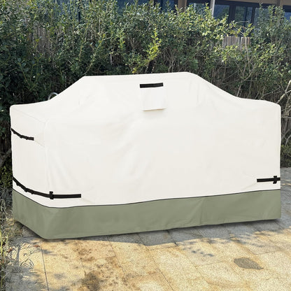 87 Inch Island Grill Cover - 600D Heavy Duty Waterproof All Weather Protection Outdoor Cover,Beige& Green