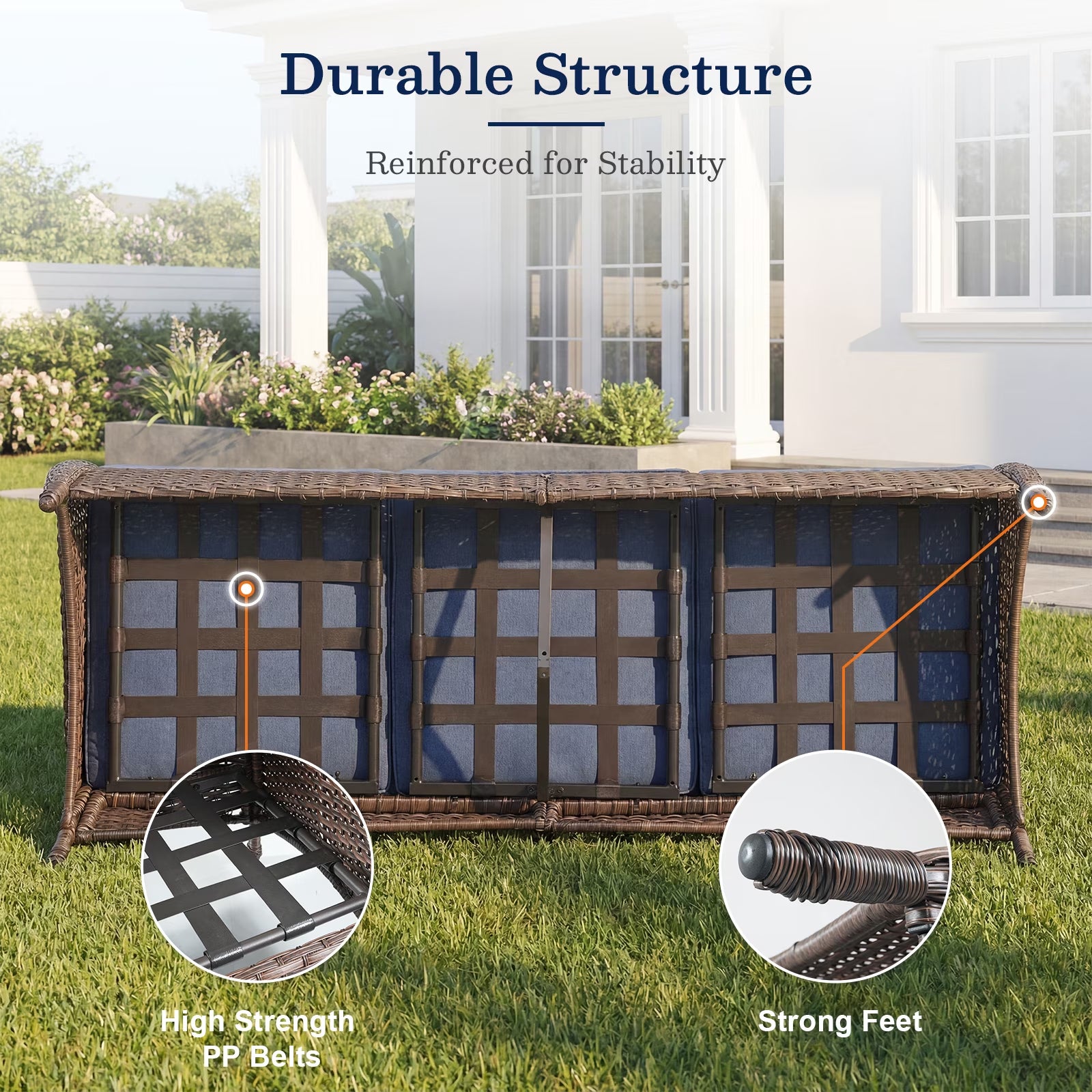 5PCS Outdoor Patio Furniture Set with Fire Pit Table, Brown Wicker Patio Furniture Couch Outdoor Swivel Chair and 43" Propane Firepit Table