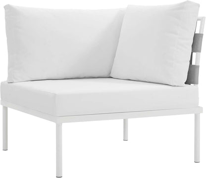 Harmony 8-Piece Aluminum Outdoor Patio Furniture Sectional Sofa Set with Cushions in White White