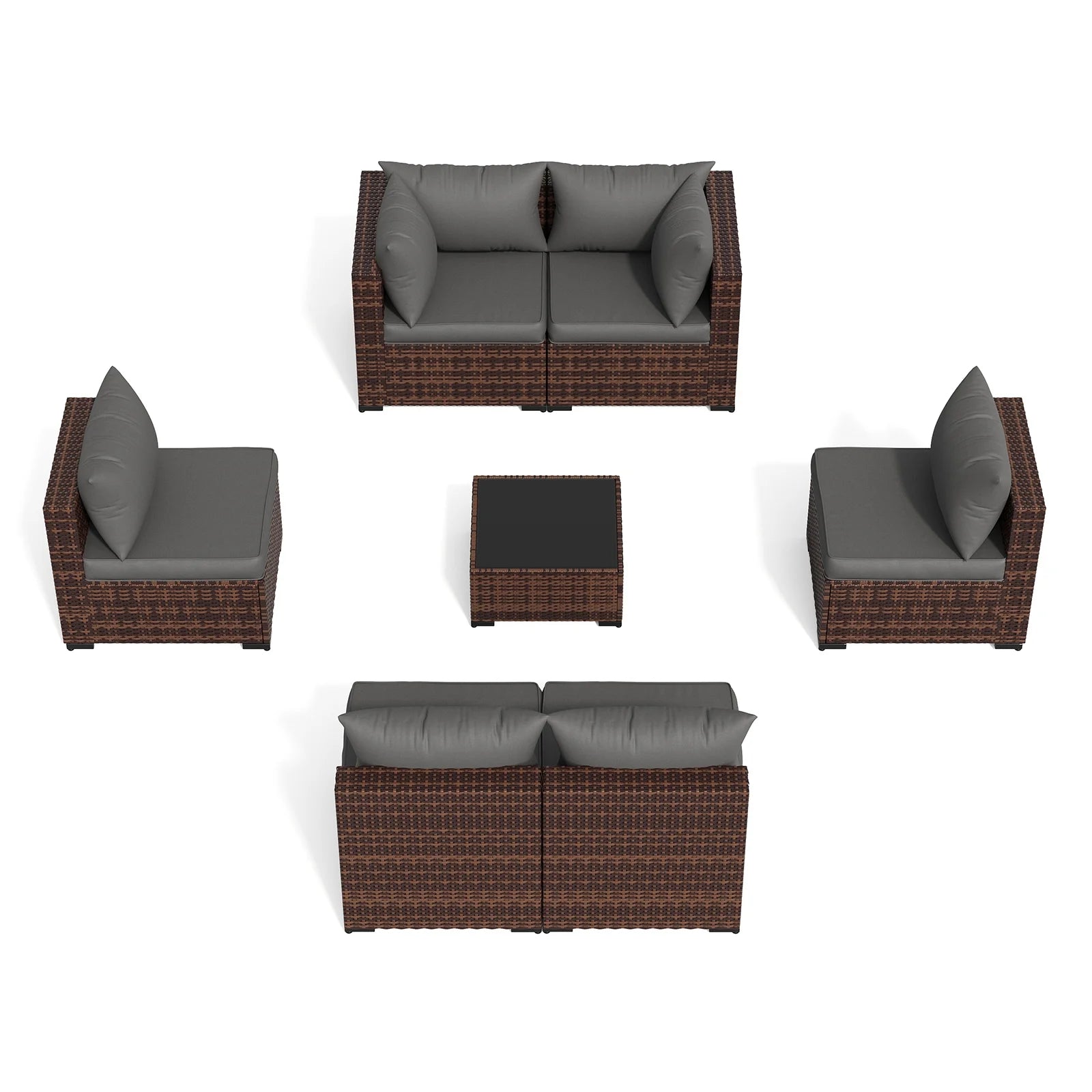 Patio Furniture Set, Outdoor Patio Furniture Wicker Furniture Couch Set, 7 Pieces Outdoor Sectional Sofa, Patio Furniture Set, Outdoor Patio Set for Home Furniture (Grey)