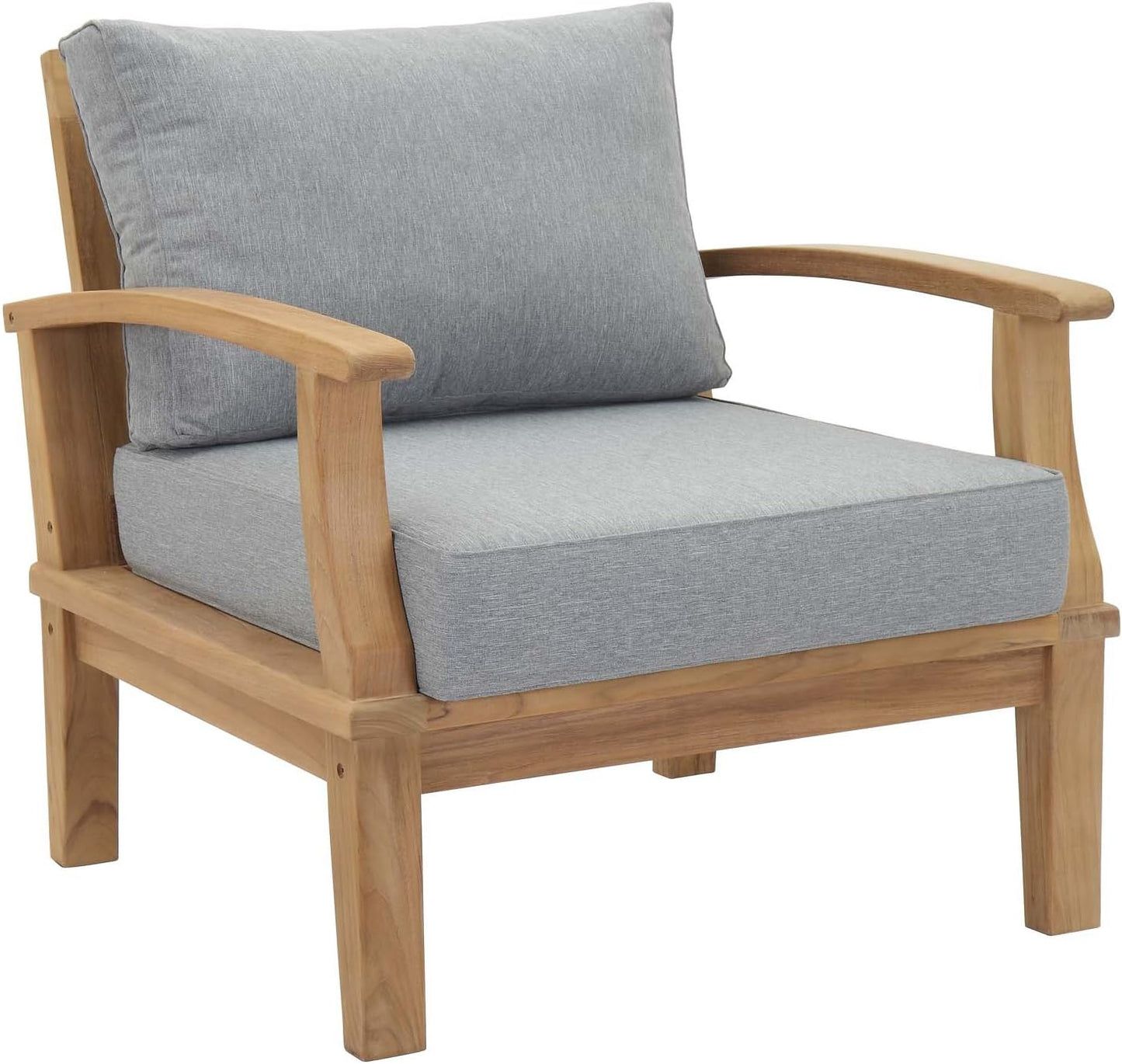 EEI-1489-NAT-GRY-SET Marina Premium Grade a Teak Wood Outdoor Patio Furniture Set, 10 Piece, Natural Gray