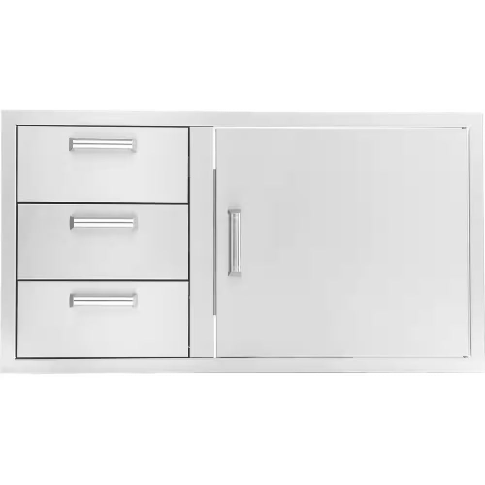 Signature 260 Series 39 In. Stainless Steel Reversible Access Door & Triple Drawer Combo for BBQ Outdoor Kitchen Storage