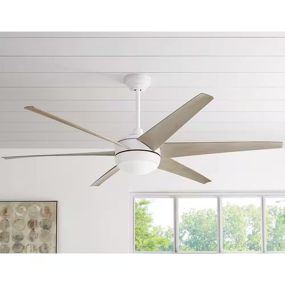 Windward 68 In. White Color Changing Integrated LED Matte White Ceiling Fan with Light Kit, DC Motor and Remote