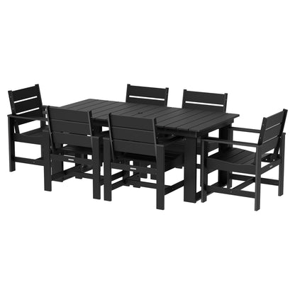 Ezra 7-Piece Outdoor HDPE Dining Set, Black
