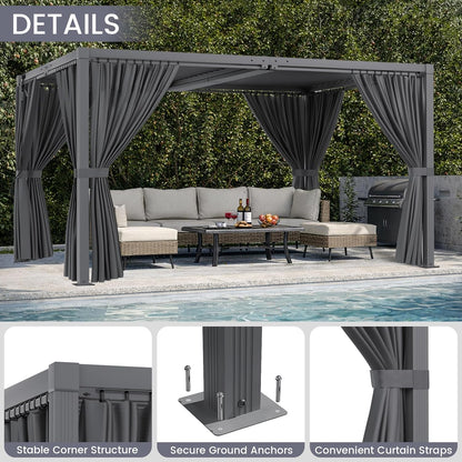Louvered Pergola 12' X 20', Large Outdoor Aluminum Pergola with Reinforced Steel Roof, Heavy-Duty Hardtop Gazebo for Patio Garden, Weatherproof Sun Shade Shelter, Gray