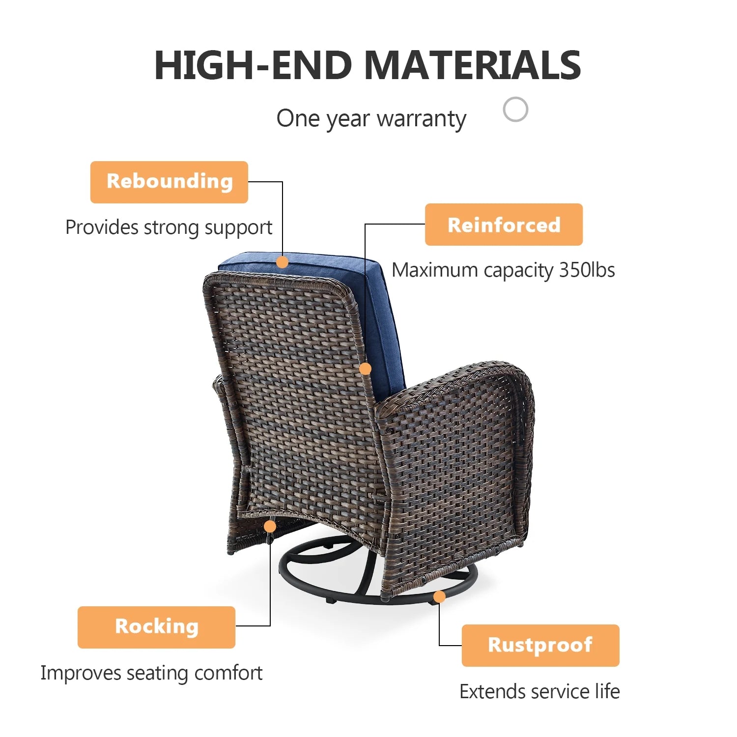 5PCS Outdoor Patio Furniture Set with Fire Pit Table, Brown Wicker Patio Furniture Couch Outdoor Swivel Chair and 43" Propane Firepit Table