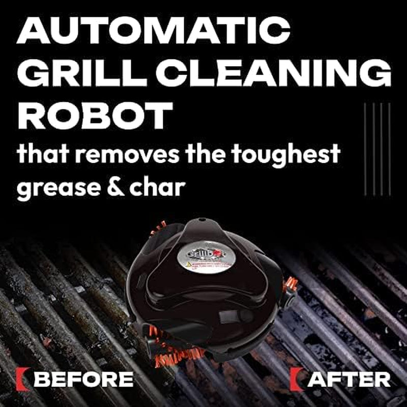 Automatic Grill Cleaning Robot with Nylon Brushes, Electric BBQ Cleaner Brush with Motorized Power, Cordless Rechargeable Grill Scrubber for Outdoor Grills (Black)